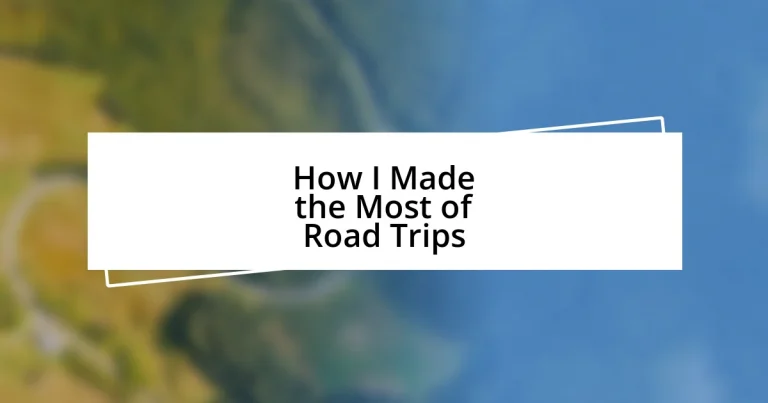 How I Made the Most of Road Trips