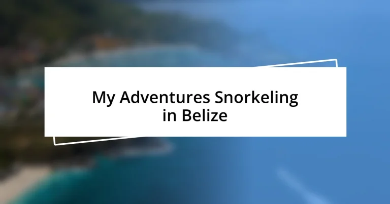 My Adventures Snorkeling in Belize