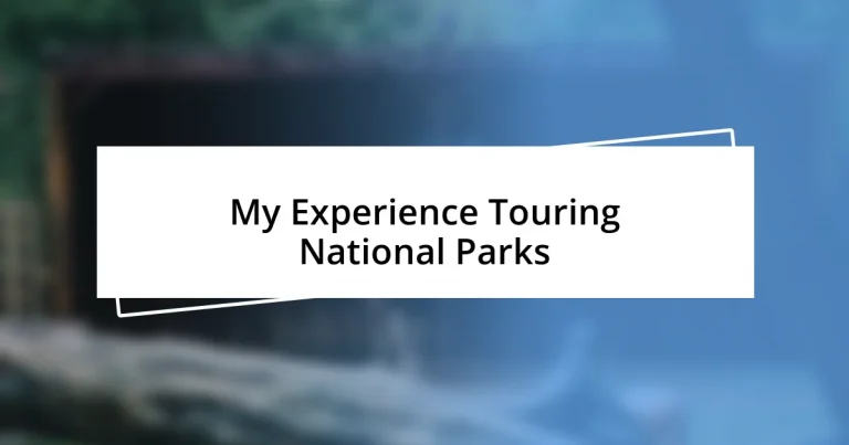 My Experience Touring National Parks