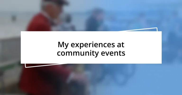 My experiences at community events