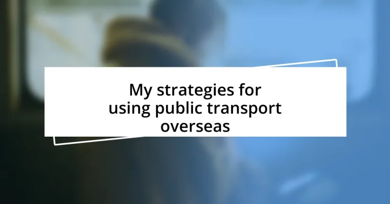 My strategies for using public transport overseas