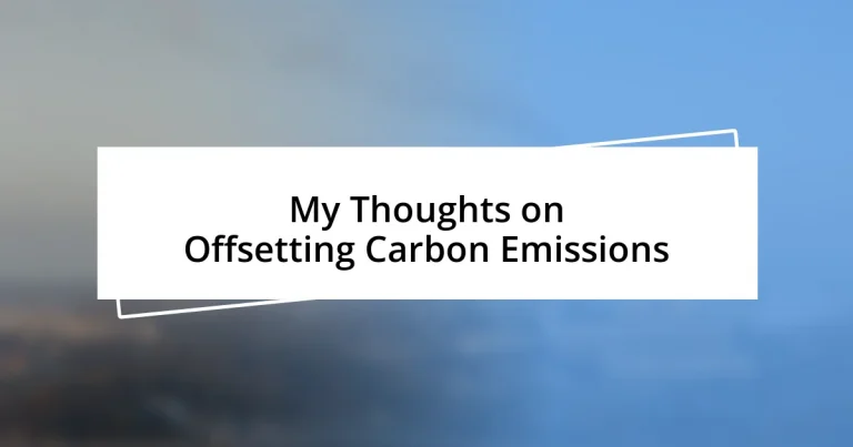 My Thoughts on Offsetting Carbon Emissions