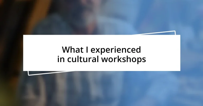 What I experienced in cultural workshops