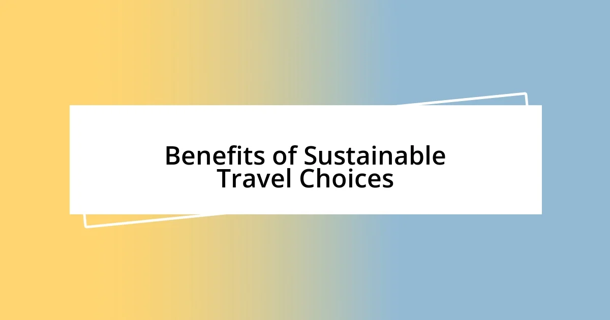 Benefits of Sustainable Travel Choices