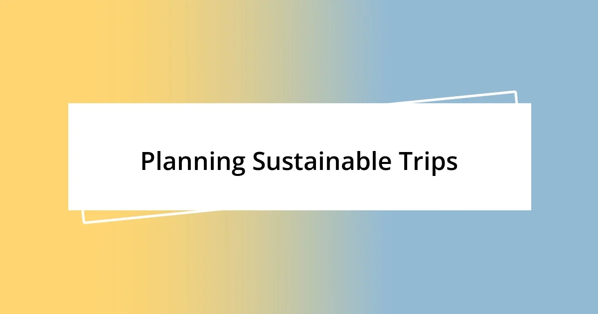 Planning Sustainable Trips