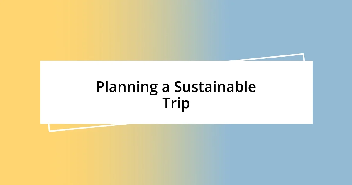 Planning a Sustainable Trip