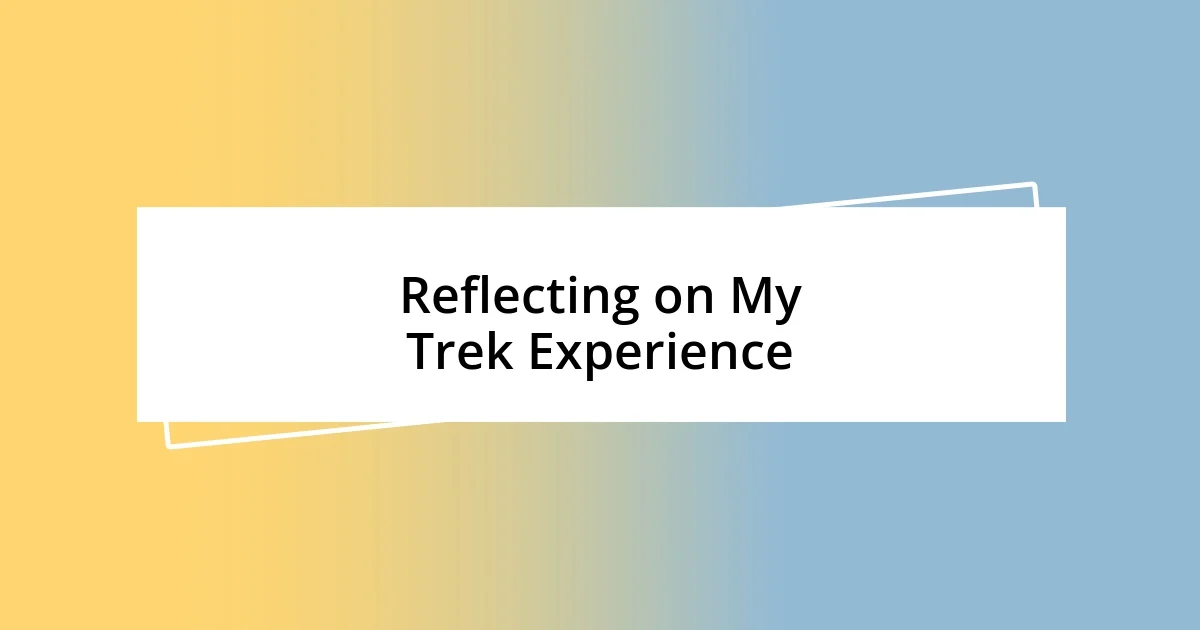 Reflecting on My Trek Experience