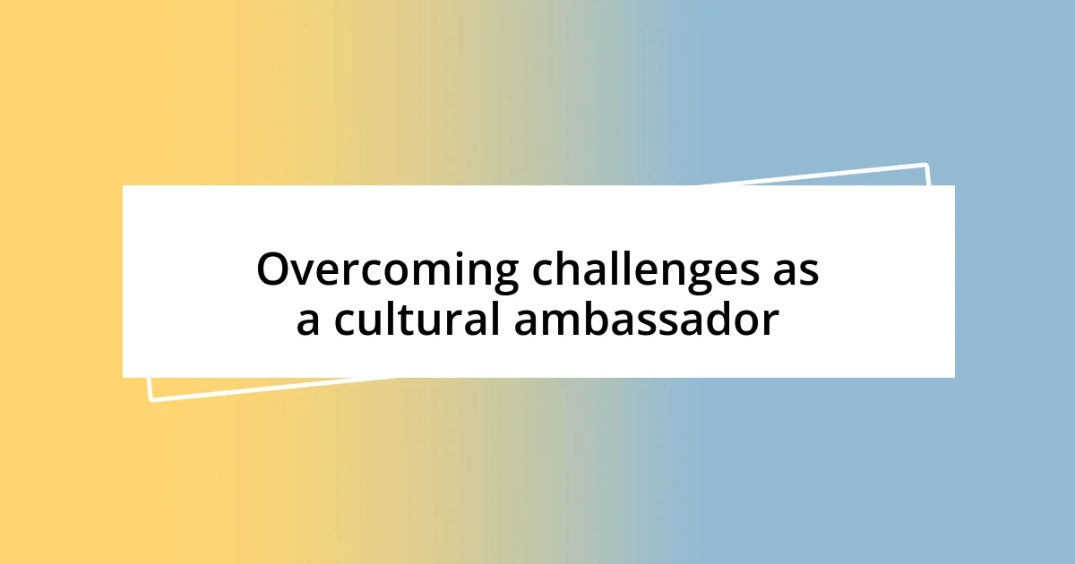 Overcoming challenges as a cultural ambassador