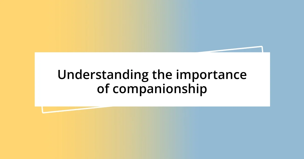 Understanding the importance of companionship