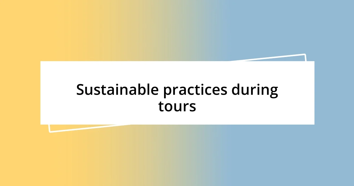 Sustainable practices during tours