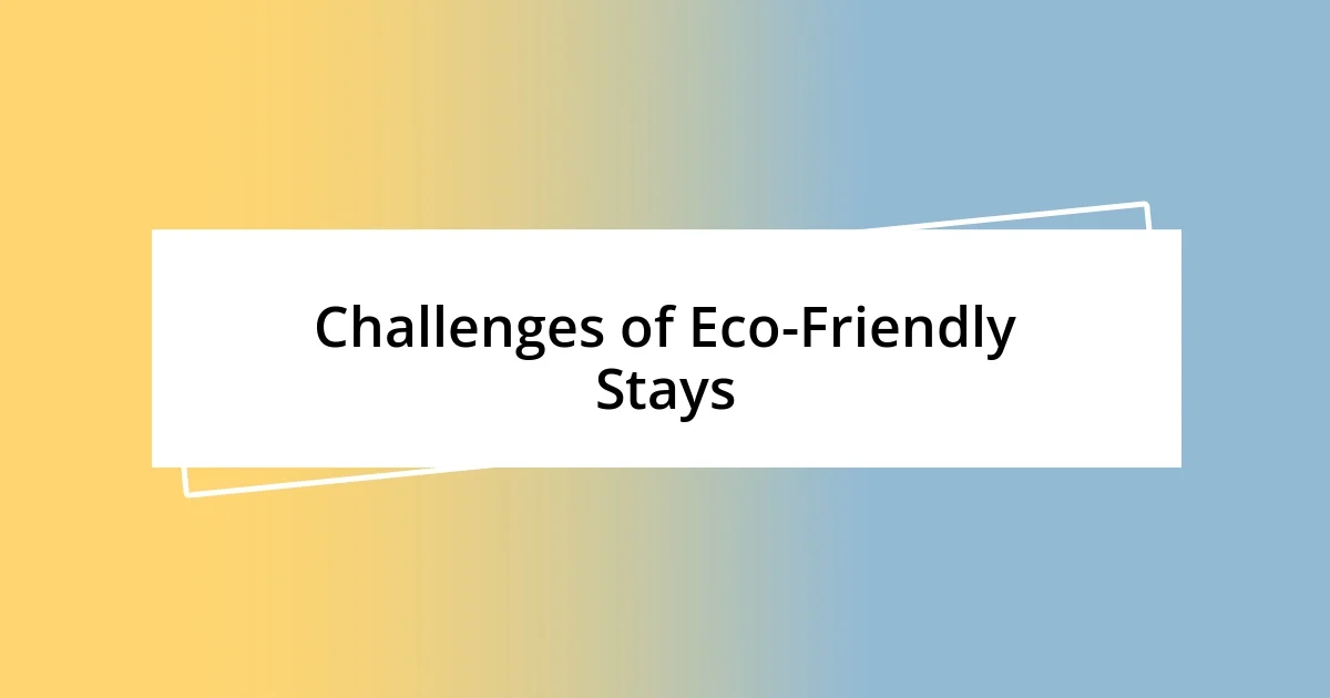 Challenges of Eco-Friendly Stays