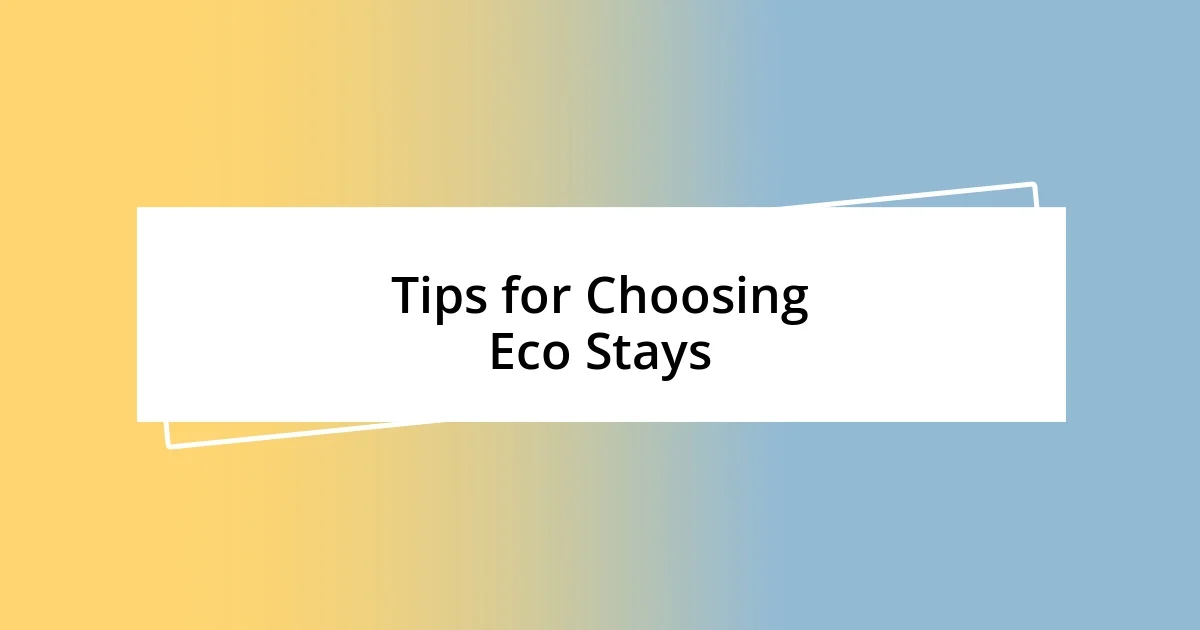 Tips for Choosing Eco Stays