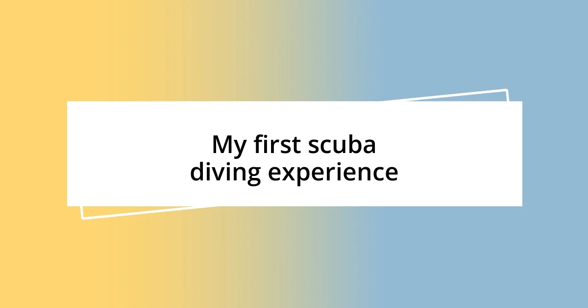 My first scuba diving experience