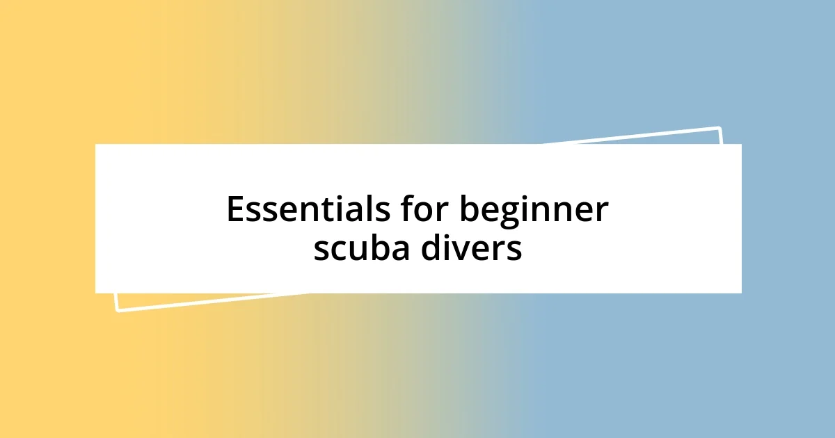 Essentials for beginner scuba divers