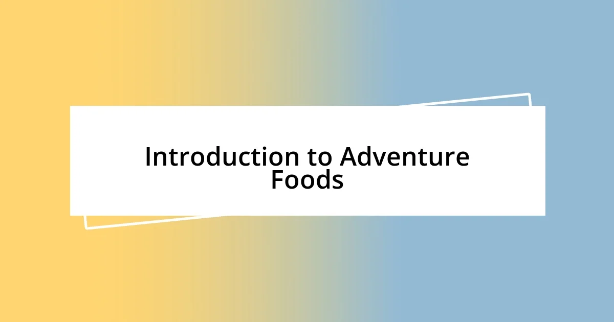 Introduction to Adventure Foods