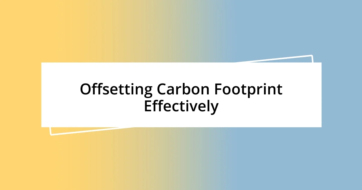 Offsetting Carbon Footprint Effectively