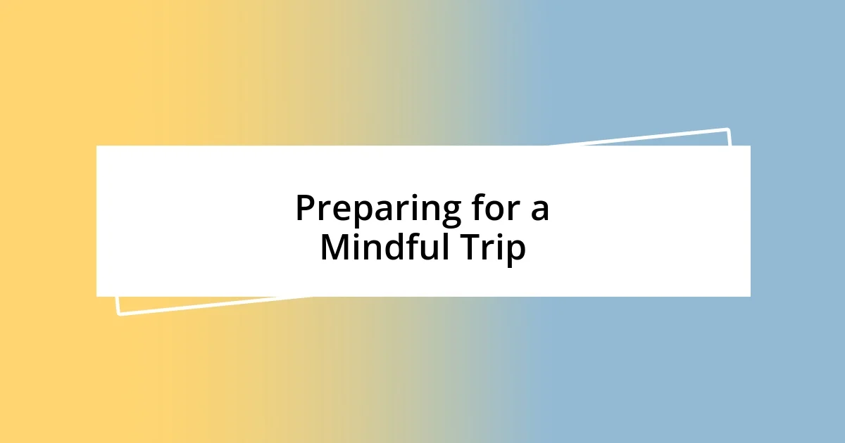 Preparing for a Mindful Trip