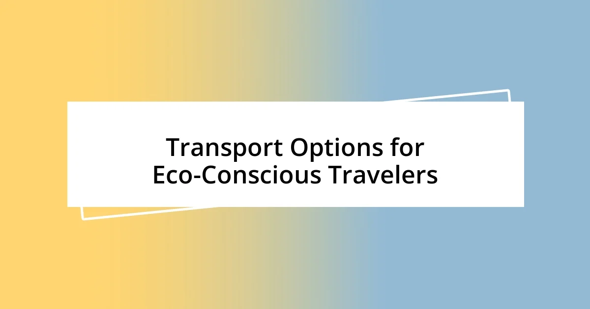 Transport Options for Eco-Conscious Travelers