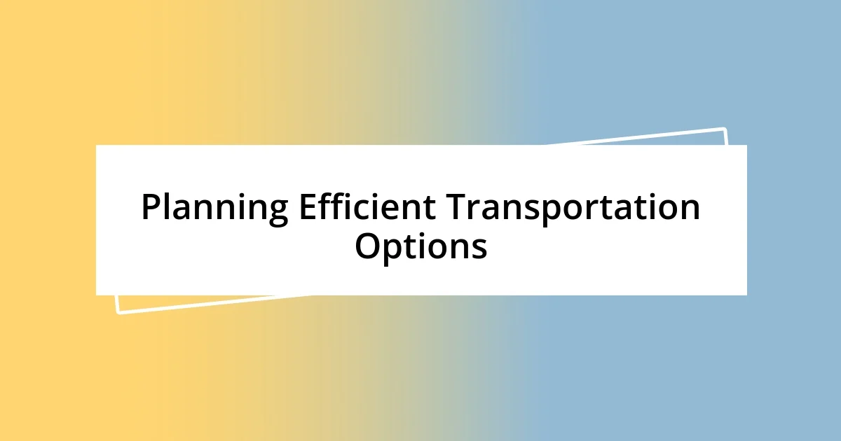 Planning Efficient Transportation Options