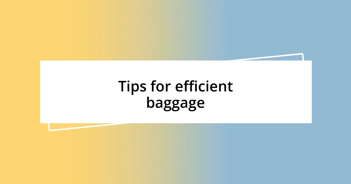 Tips for efficient baggage