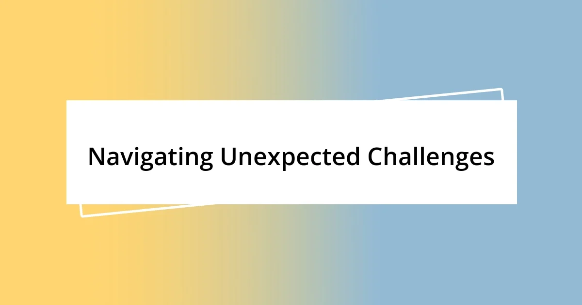 Navigating Unexpected Challenges