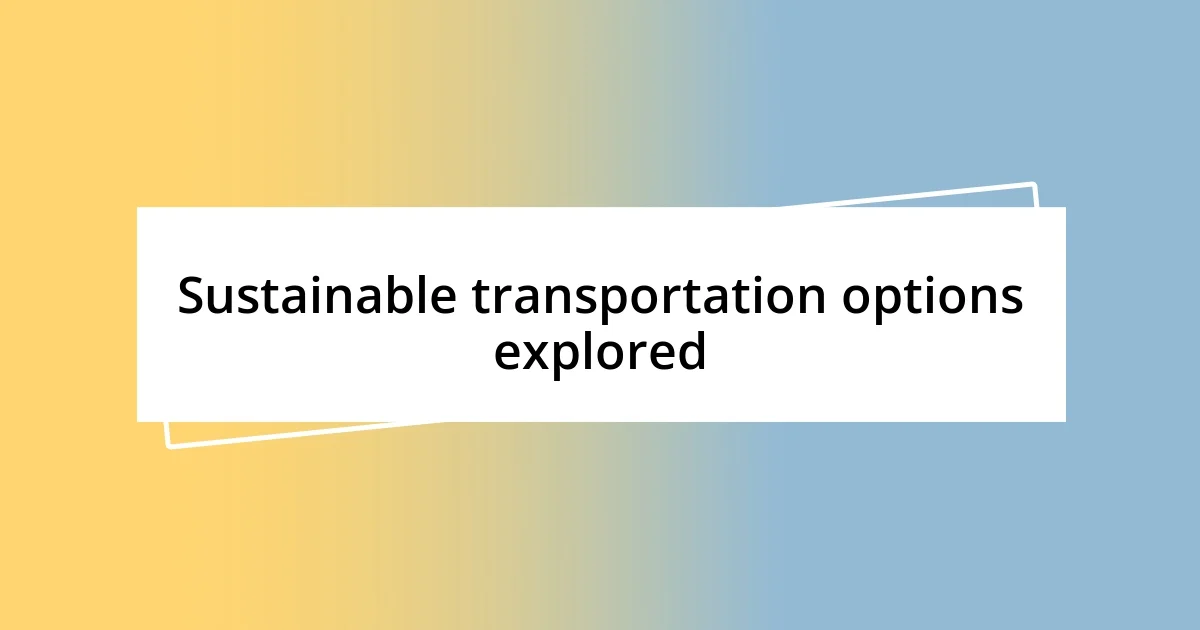 Sustainable transportation options explored